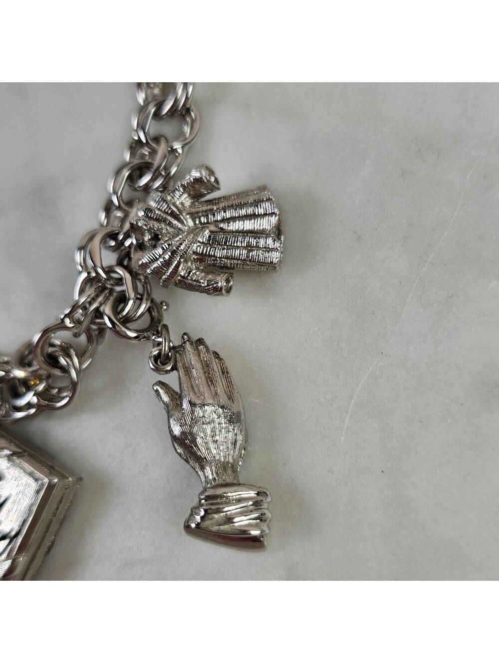 Vintage Monet Silver Tone Happy Birthday Charm Bracelet 7.5 Inch - Picture 5 of 9